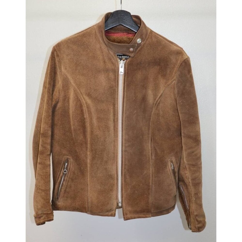 Vintage 60s 70s Schott Western Suede Leather Jacket Lined Talon Women’s Sz 12